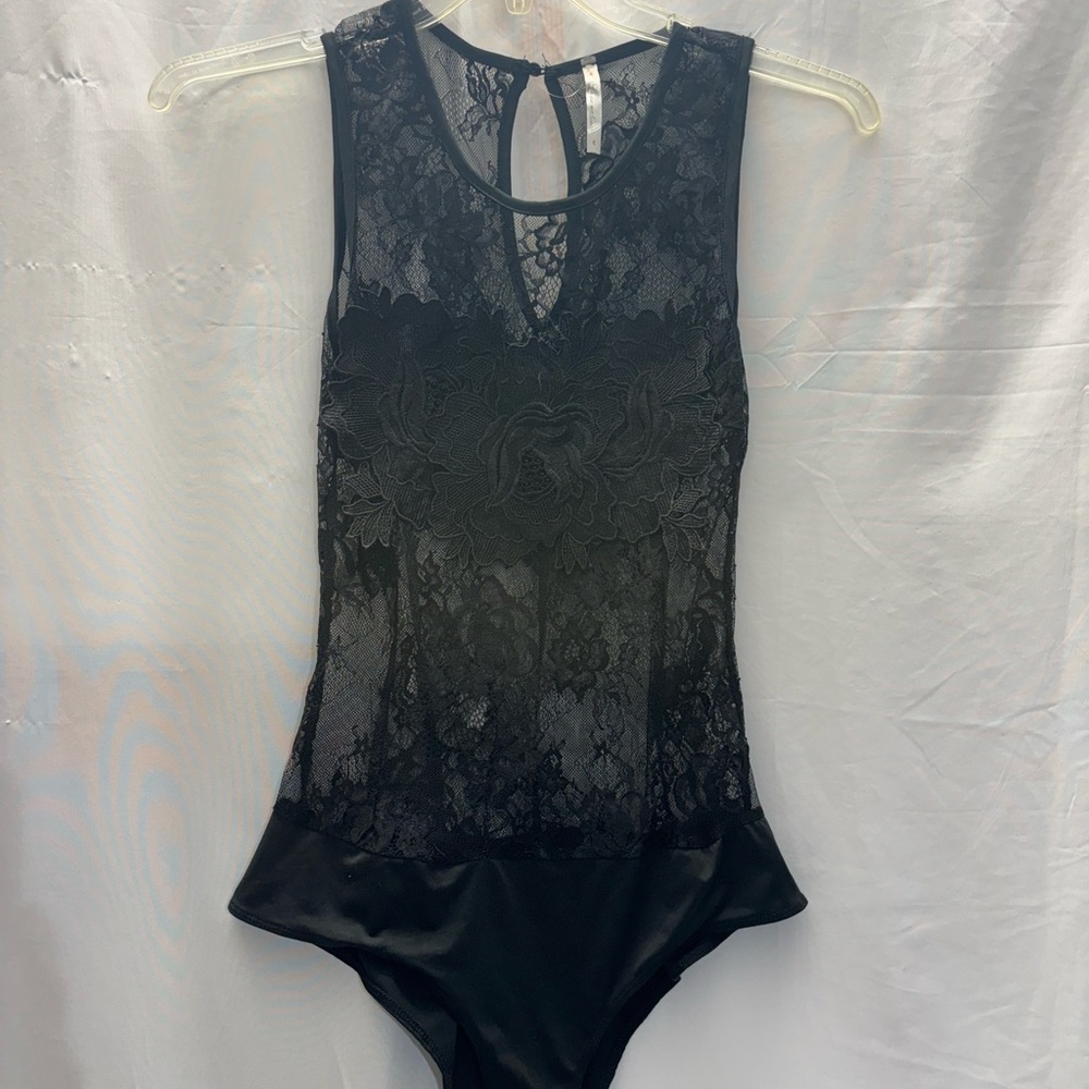 Love Nation Black Floral Lace Bodysuit